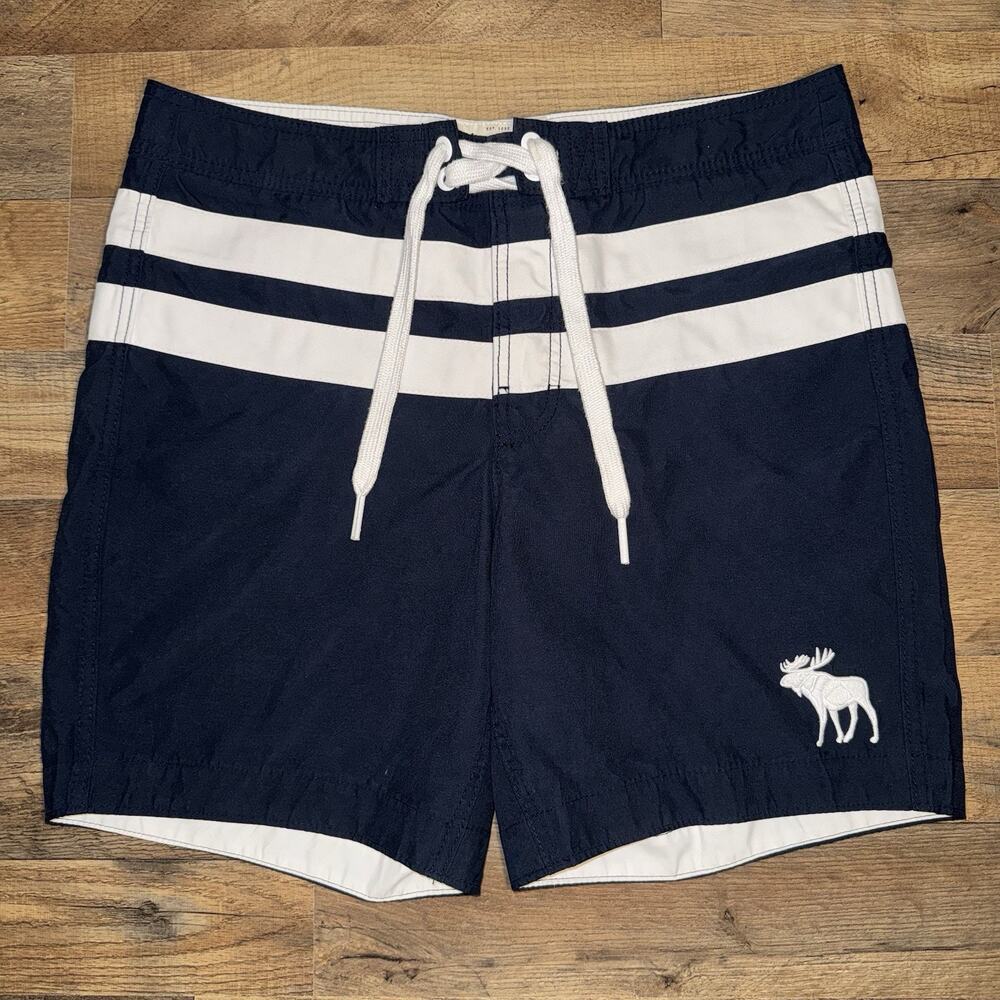 Abercrombie & Fitch Navy Blue Moose Logo Swim Trunks Mens Size XL Vintage Y2K